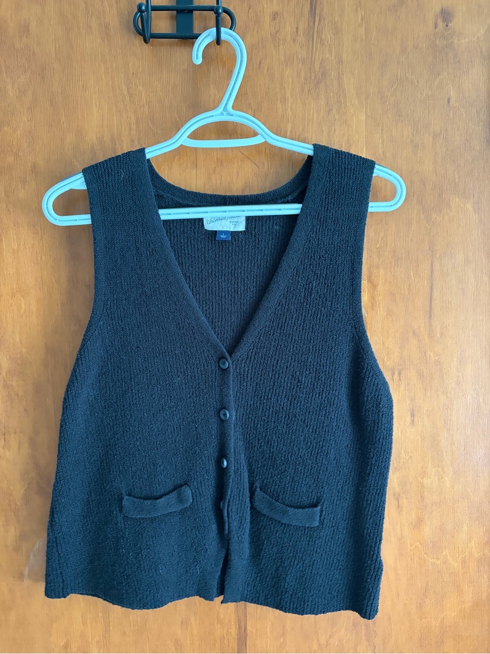 Classic Black Knit Button-Front Sweater Vest